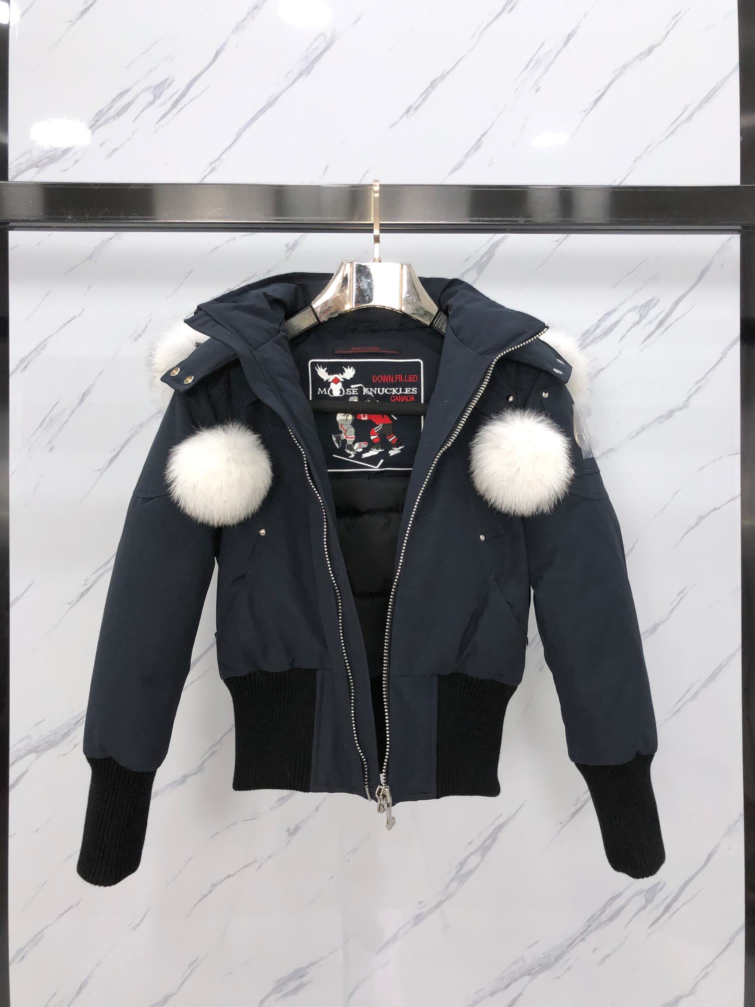 Moose Knuckles Fur-Trimmed Bomber Jacket Moose Knuckles Fur-Trimmed Bomber Jacket